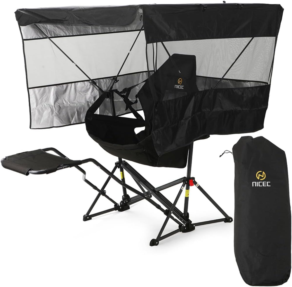 Nice C Hammock Camping Chair with Full-Cover Canopy & Footrest (1 Pack)