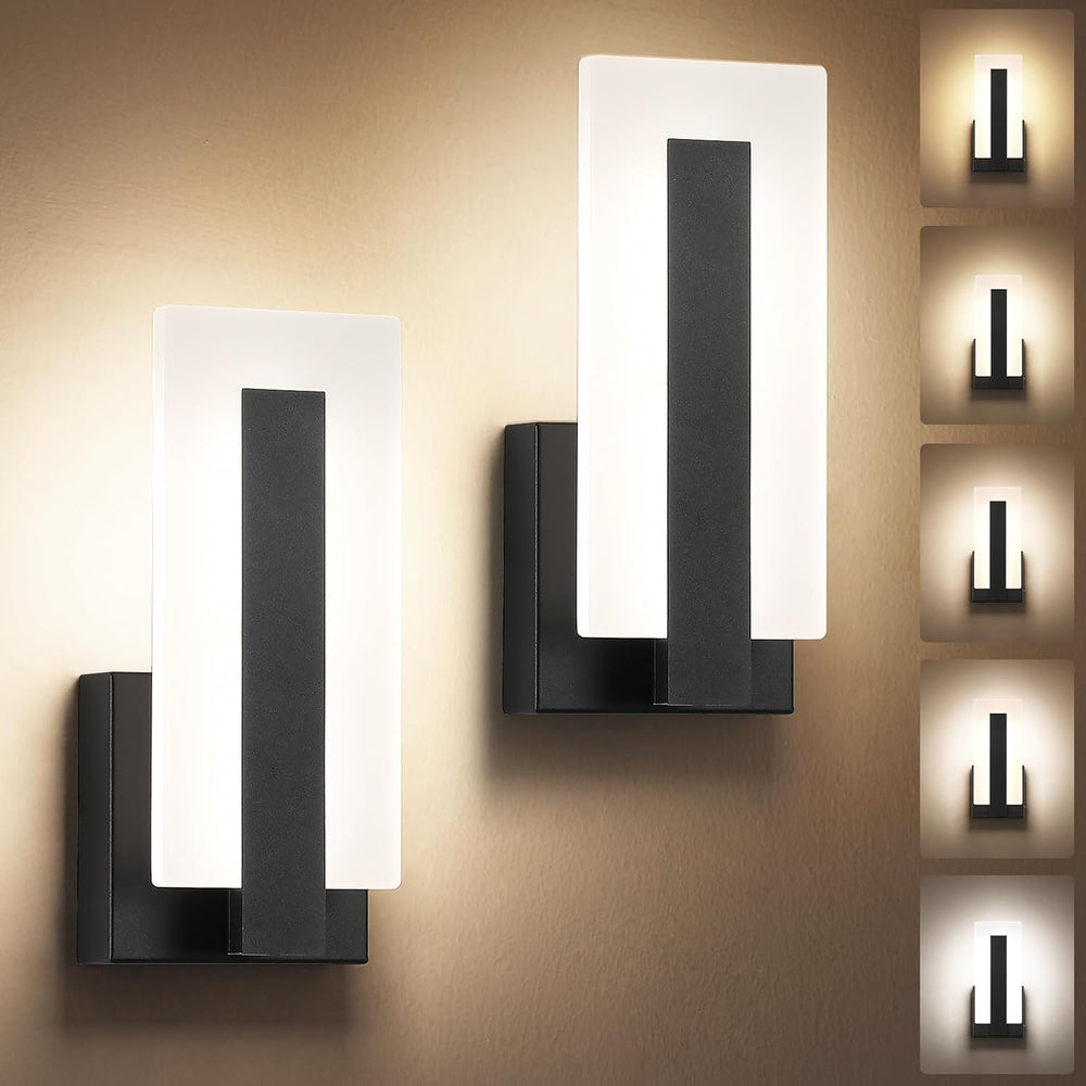 Joosenhouse Modern Black Wall Sconces Set of 2, ETL Certified, 5 CCT Selectab...