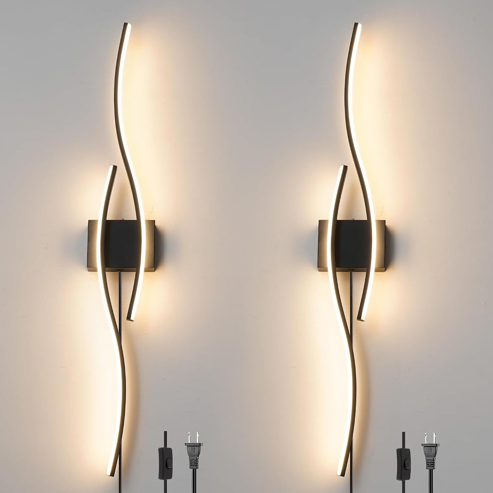 Daunton Modern Plug in Wall Sconces Set of Two, RC Dimmable LED Plug in Wall ...