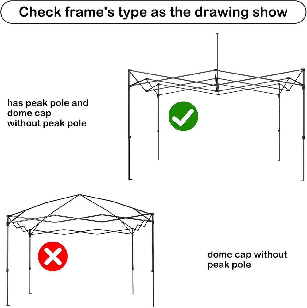 10x10 Canopy Replacement Top,Pop Up Tent Cover for Straight Leg Frame