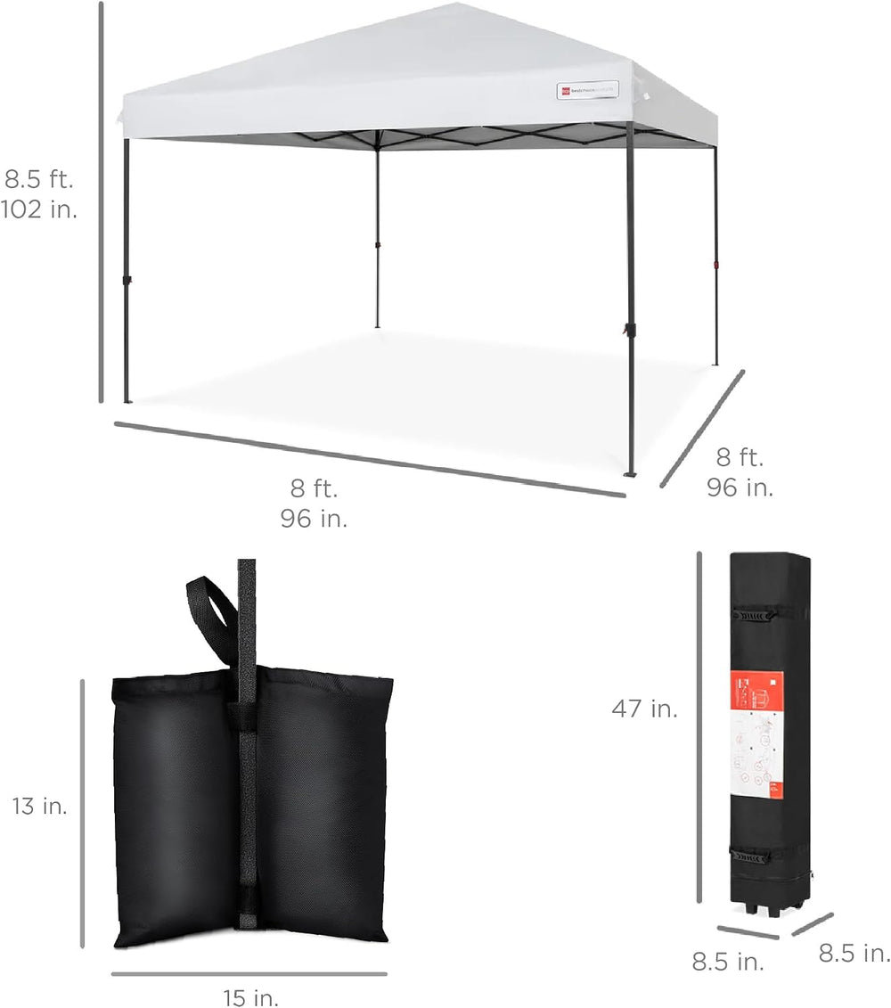 Best Choice Products 8x8ft Pop Up Canopy Tent, Outdoor Shade, 1 Person 1 Minu...