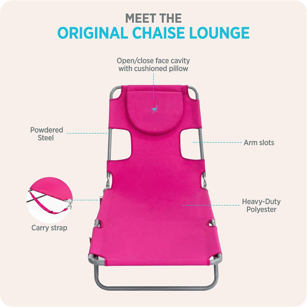 Ostrich The Original Chaise Lounge 72"x22" Portable Reclining Loung...
