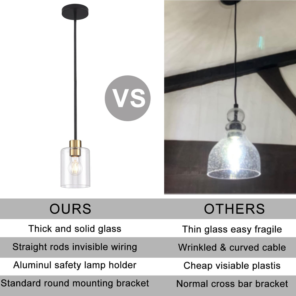 Black Brass Pendant Lights Kitchen Island - Clear Glass Pendant Light Fixture...