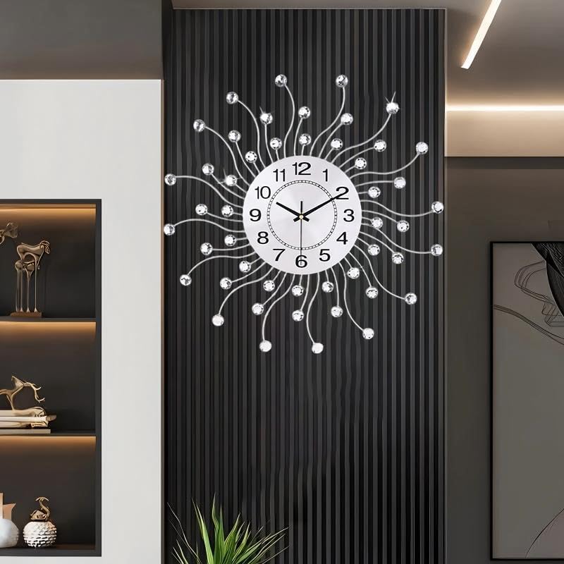 SIN&MI Large Wall Clock for Living Room Decor,Quiet Metal Quartz Clocks M...