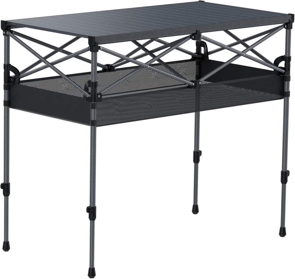 FUNYKICH Aluminum Folding Camping Table, 2 Height Adjustable 34.2''&a...