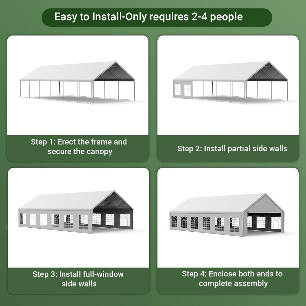 20x40ft Party Tent Heavy Duty with Removable Sidewalls White