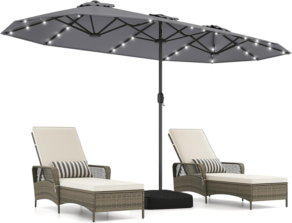 Tangkula 13FT Double-Sided Solar Patio Umbrella, Extra-Large Outdoor Twin Umb...