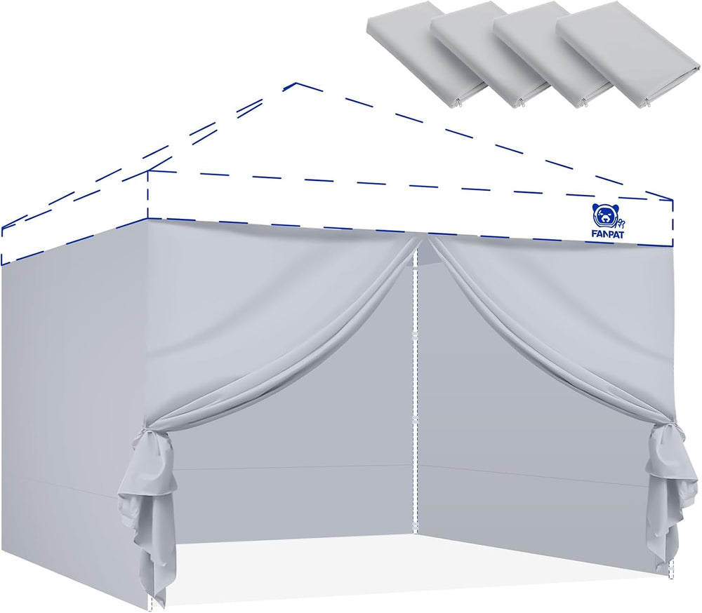 FANPAT 10x10 Canopy Sidewalls & Door for Canopy, Gray (4PCS Sidewalls Only)