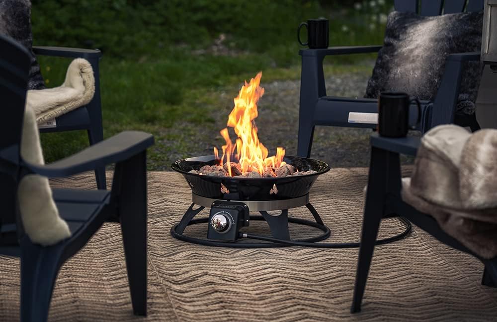 Outland Living Portable Propane Fire Pit, 21-inch, 58,000 BTU with Fire Pit C...