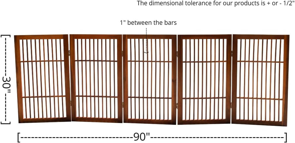 Urnporium Pet Dog Gate Freestanding, Strong Durable Folding Wooden Fence, Por...