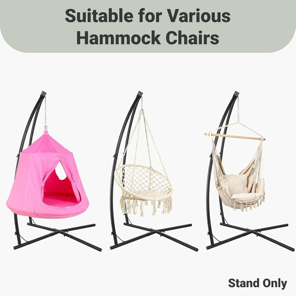 Hammock Swing Stand, Hanging Chair C-Stand w/Buckle & Spring Hook