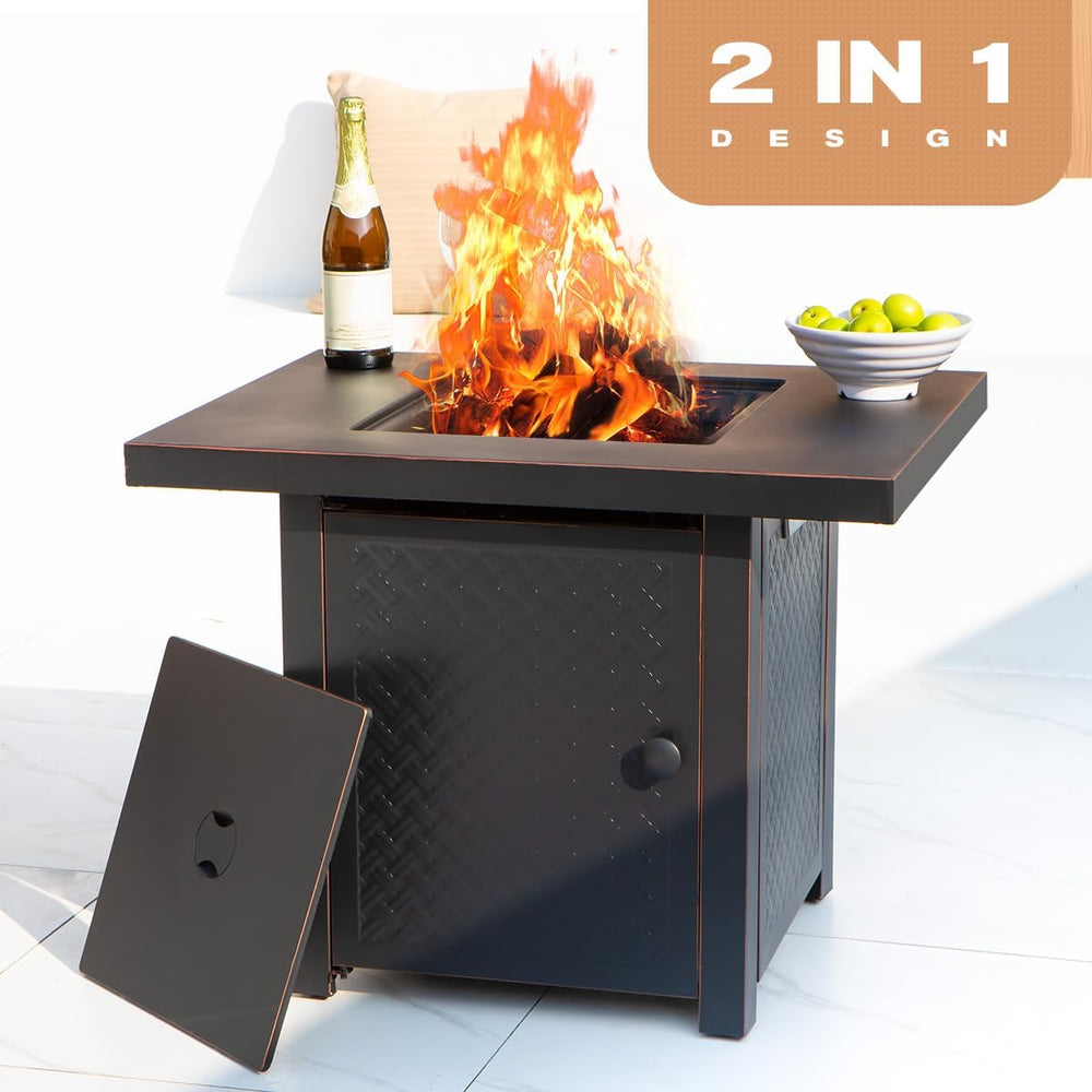 Verdeluxe 32'' Propane Fire Pit with 2 Drink Holders 50000 BTU
