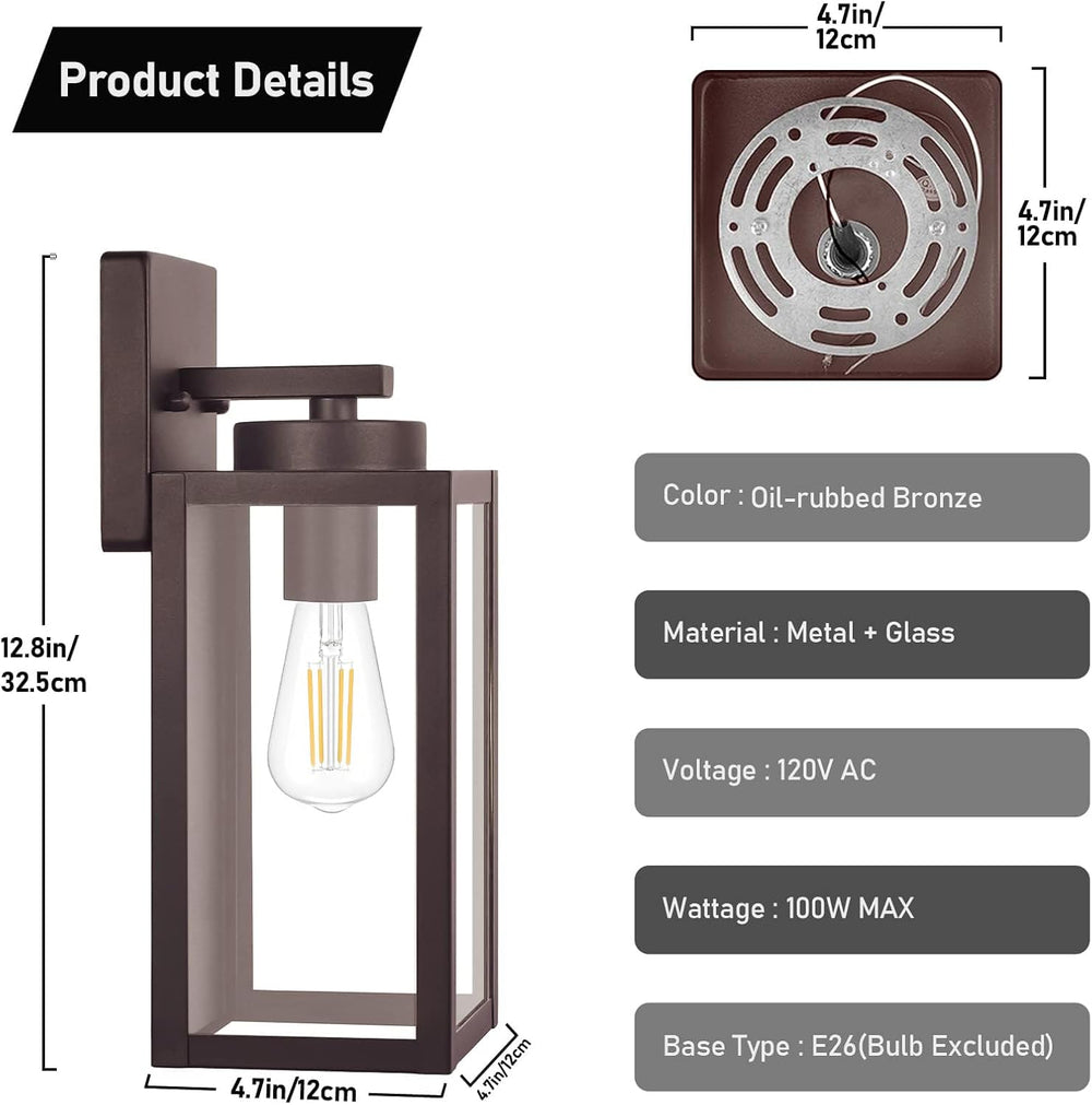 BesLowe Outdoor Wall Light Fixtures, Oil-Rubbed Bronze Wall Lanterns