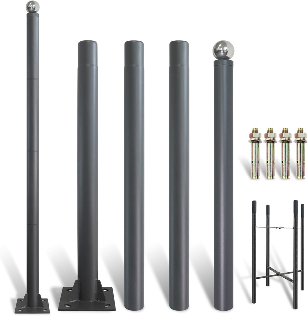 Street Light Pole 13ft Tall, Gray Outdoor Galvanized Heavy-duty Metal Solar S...