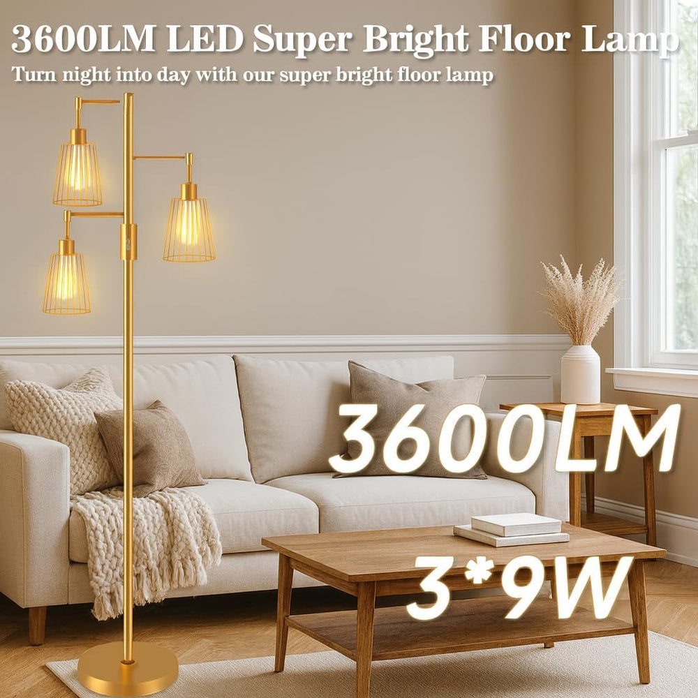 PESRAE Dimmable Industrial Floor Lamp, Farmhouse Floor Lamp Standing Tree Lam...