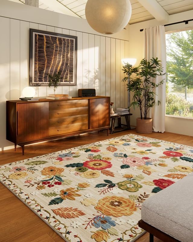 6x9 Area Rug for Living Room: Washable Bedroom Rug Non Slip Low Pile Carpet