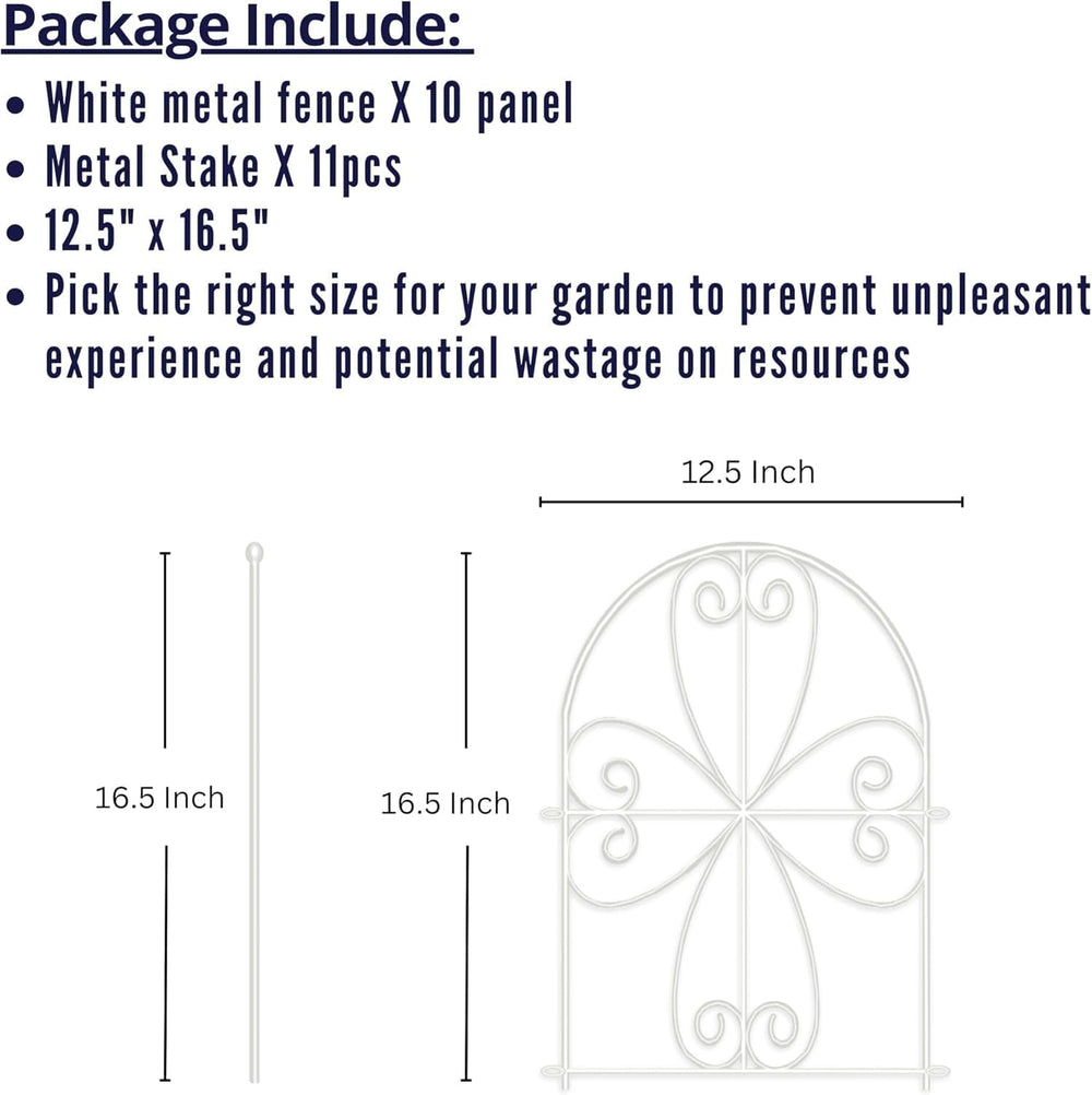 ShopLaLa Garden Fence (10 Panels) 12.5inx16.5in White Metal Wire Fencing