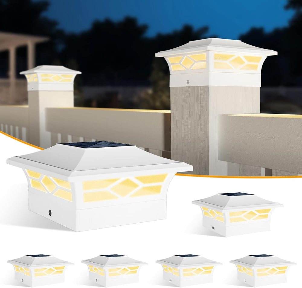 JOFIOS Solar Fence Post Lights 6pack, Cap Lights for 4x4/5x5 Vinyl Fence and ...