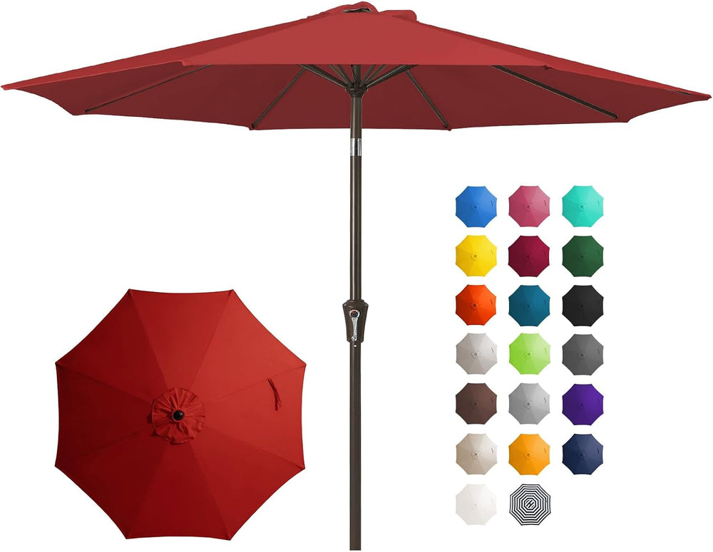 JEAREY 10 ft Outdoor Patio Umbrella w/Tilt and Crank, Light Red