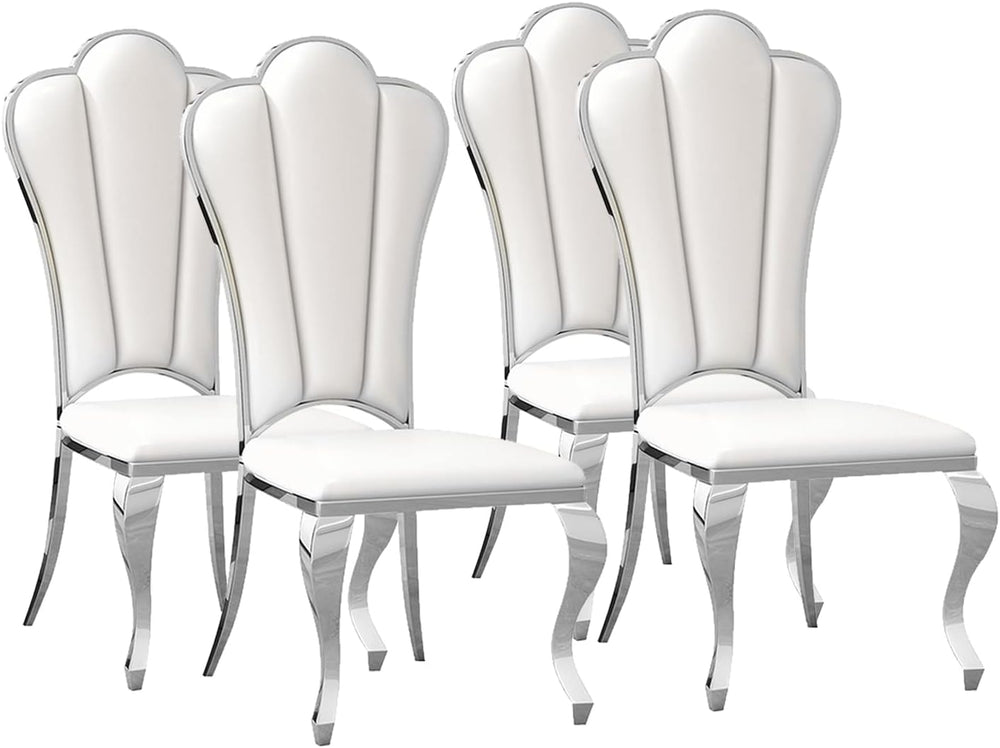 HomVent Leatherette Stainless Steel Dining Chairs Set of 4,Comfortable Uphols...