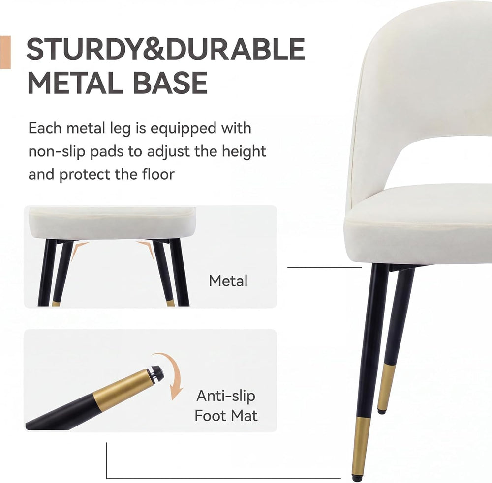 DUOMAY Modern Dining Chair Set of 2 with Open Back, Velvet Upholstered Armles...