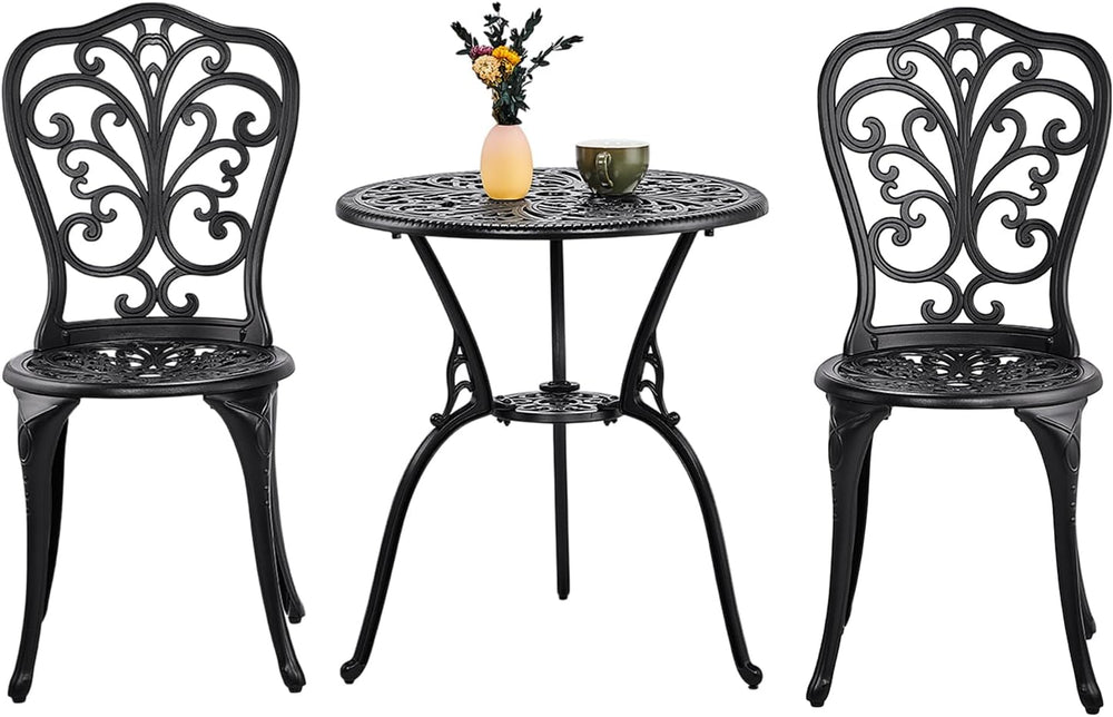 VINGLI 3 PCS Outdoor Bistro Set, Outdoor Patio Set, All-Weather Cast Aluminum...