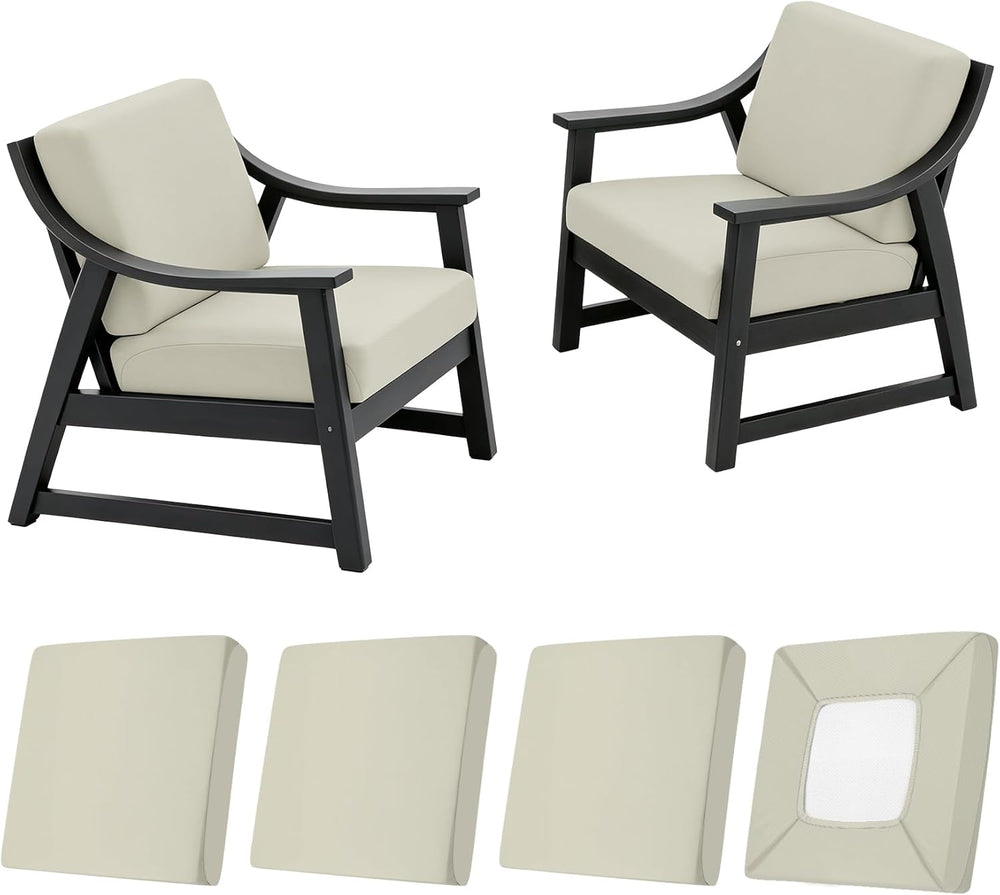 NettyPro Stretch Patio Chair Seat Cushion Covers Set of 4, Elastic Outdoor Sl...