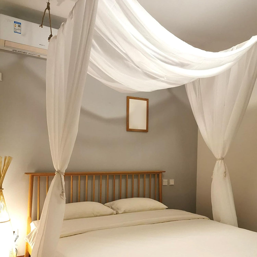 Comtelek King Canopy Bed Curtains - Queen & Full Bed 60 * 225in White Tul...