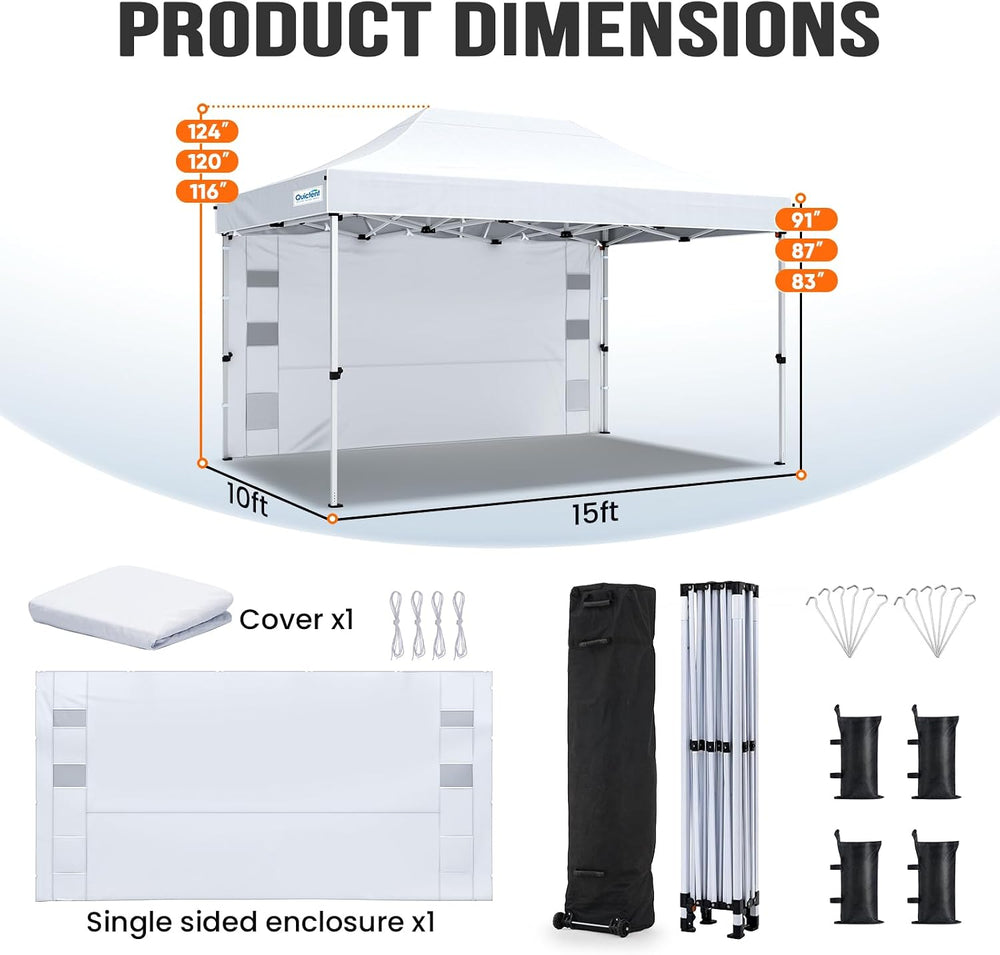 Quictent 10x15 Heavy Duty Pop up Canopy Tent with Wheeled Bag