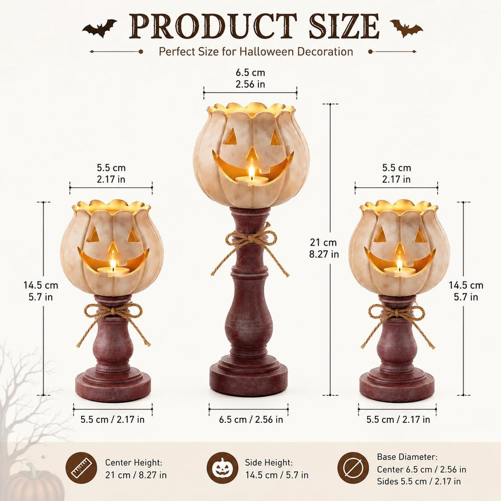 3PCS Pumpkin Tealight Candle Holder Set, Fall Decor, Halloween Party