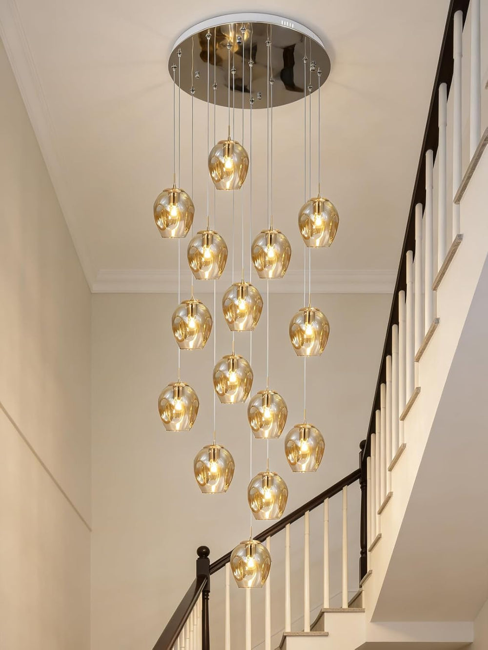 Long Chandeliers for High Ceilings,Modern Crystal Balls Pendant Light,Globe R...