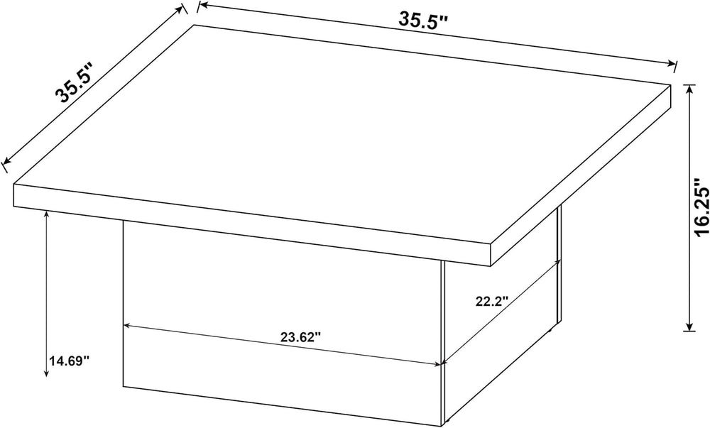 Coaster Home Furnishings - Devar - Wood - Square Coffee Table with Pedestal B...