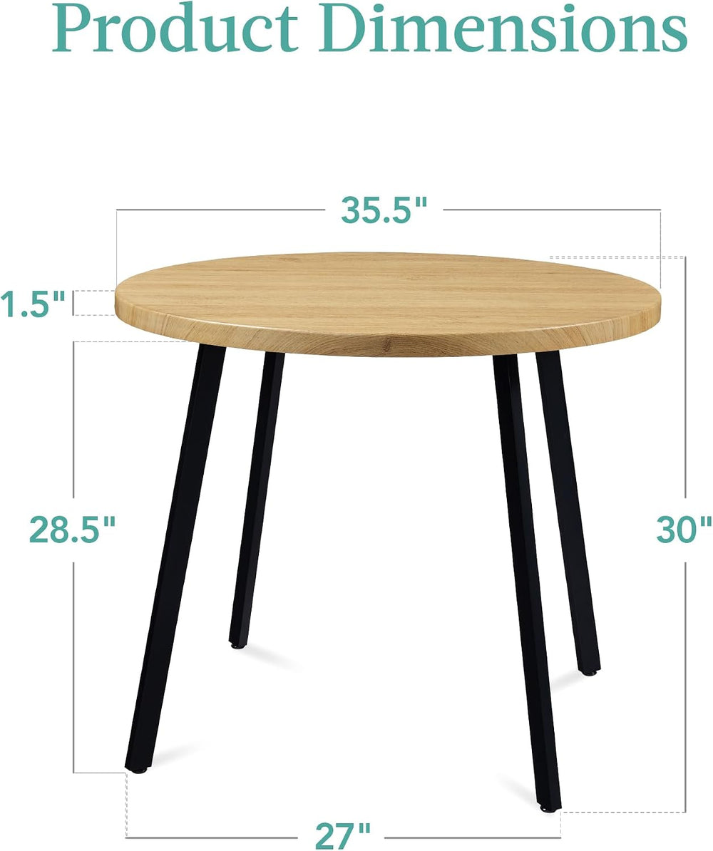 Best Choice Products Round Dining Table 35.5”, Mid-Century Modern Kitchen Tab...