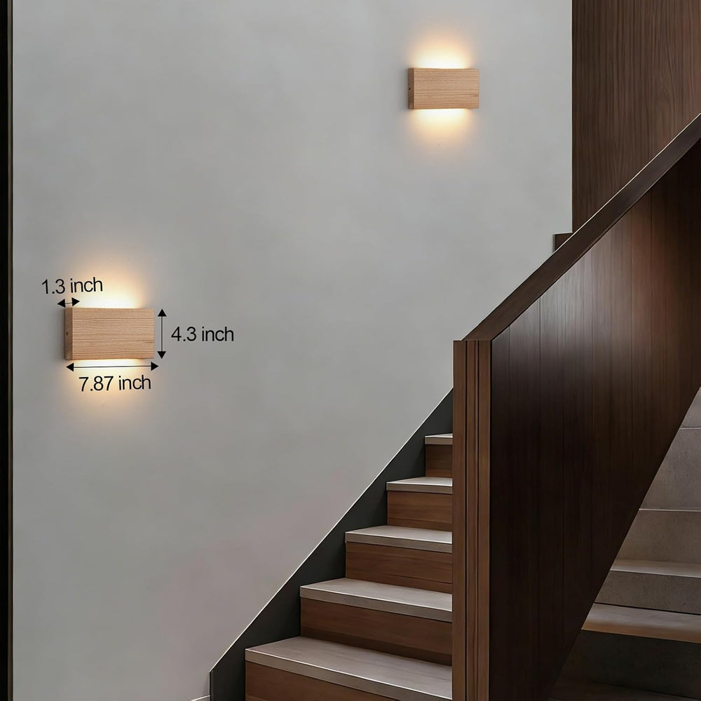 Wood Wall Sconce Indoor Wall Lights Hardwired 2 Pack Up and Down Wall Mount L...
