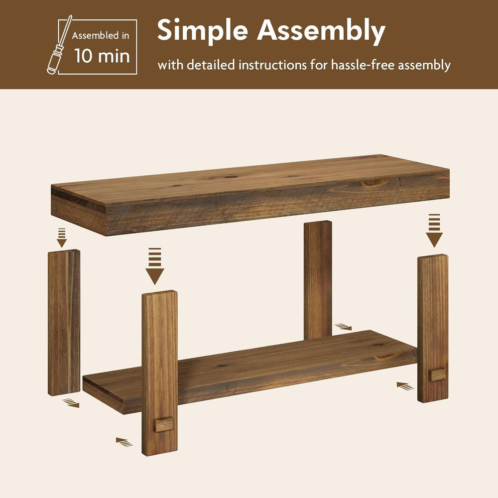 HOKYHOKY Solid Wood Entryway Bench - 31.5" Farmhouse Small Narrow Benches