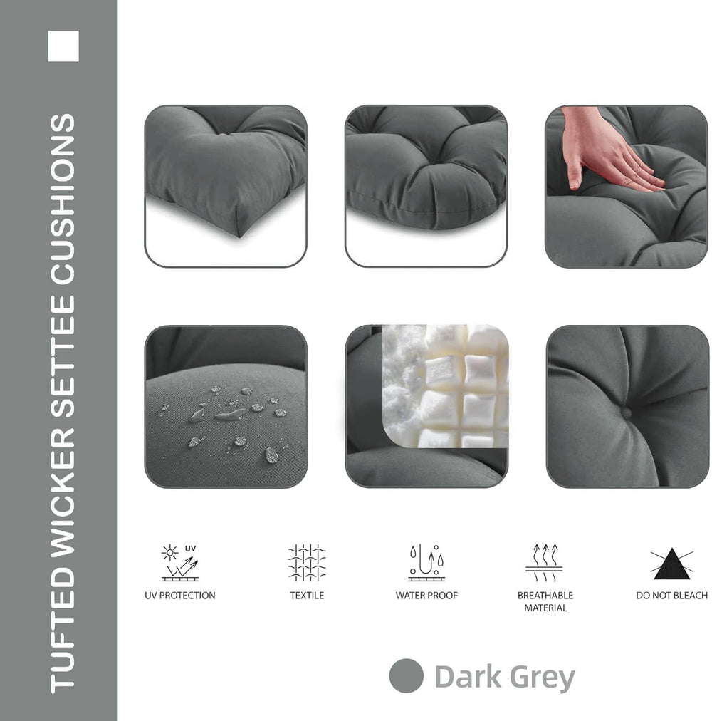 Outdoor Chair Cushions 19x19x4 Inch Set of 2, Dark Gray