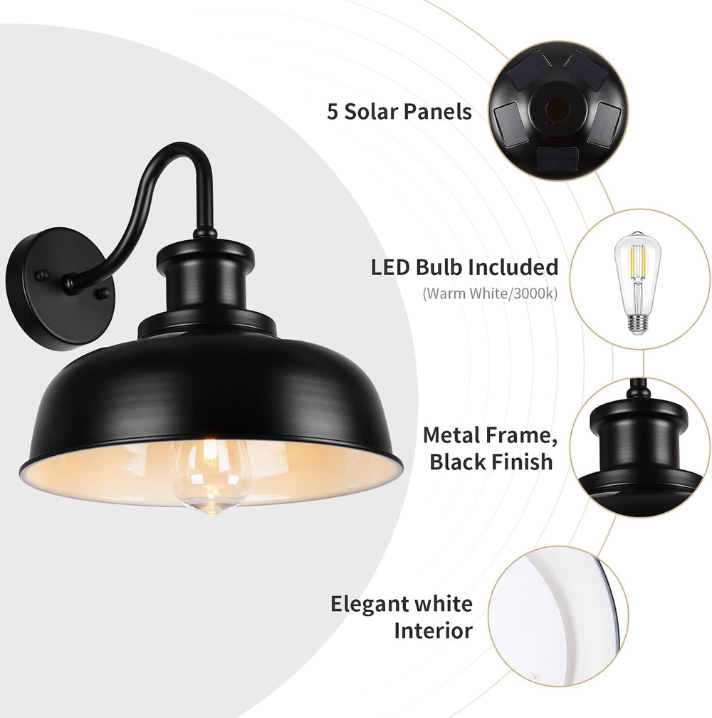 Solar Barn Light for Outside, Dusk to Dawn Outdoor Wall Lights Solar Powered,...