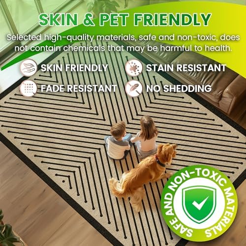 Washable 5x7 Modern Geometric Easy Jute Indoor Outdoor Rug for Living Room