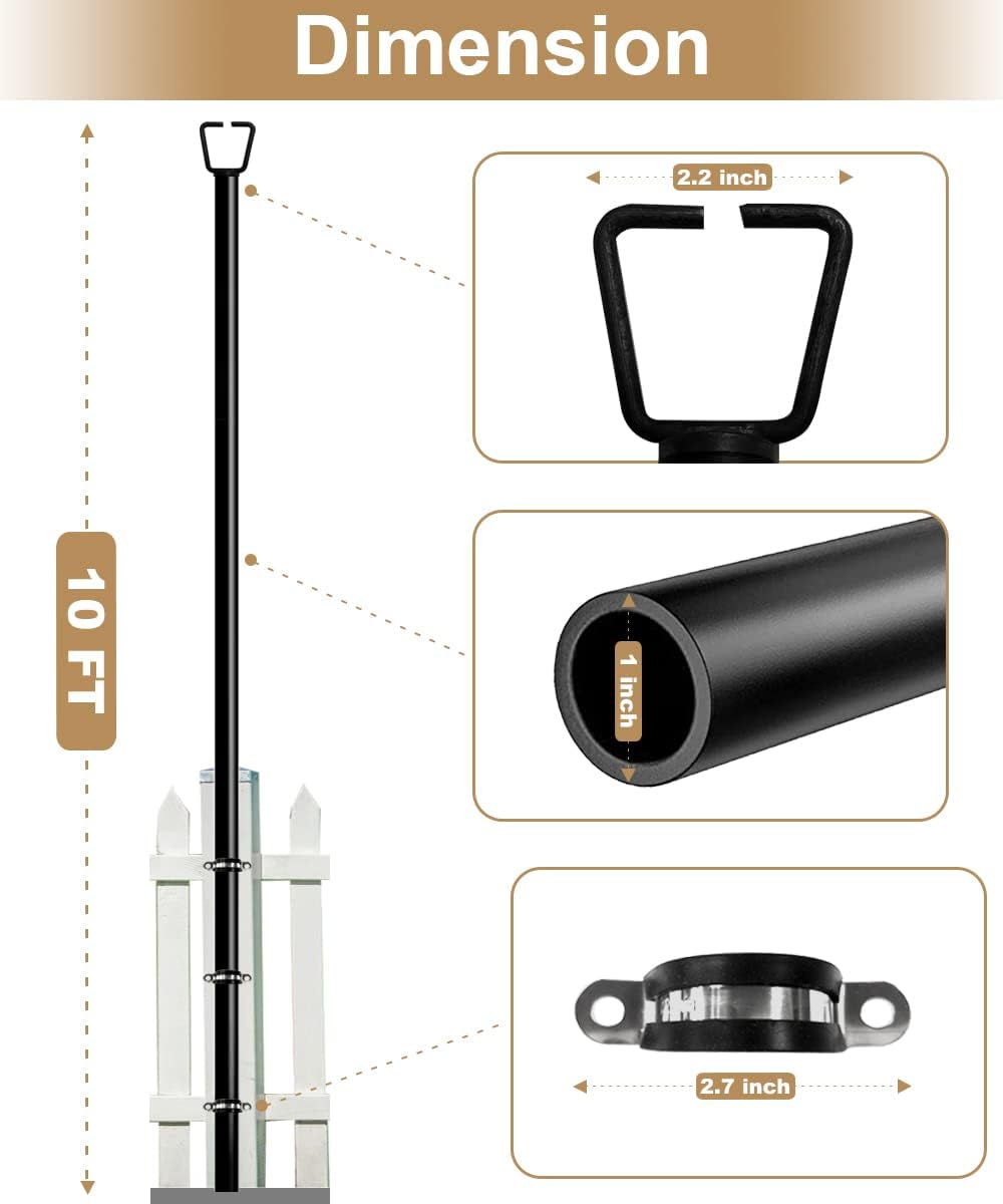 Queension 10FT Deck String Light Poles for Outdoor String Lights, 2pcs