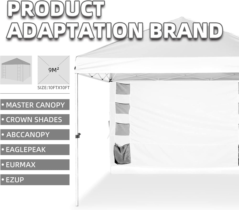 Sunshade Sidewall with Storage Net Bag for 10x10 Pop Up Canopy, Instant Water...