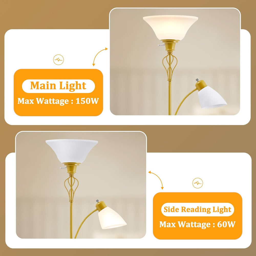 Floor Lamps for Living Room, 70" Tall Torchiere Floor Lamps, Plastic Shade