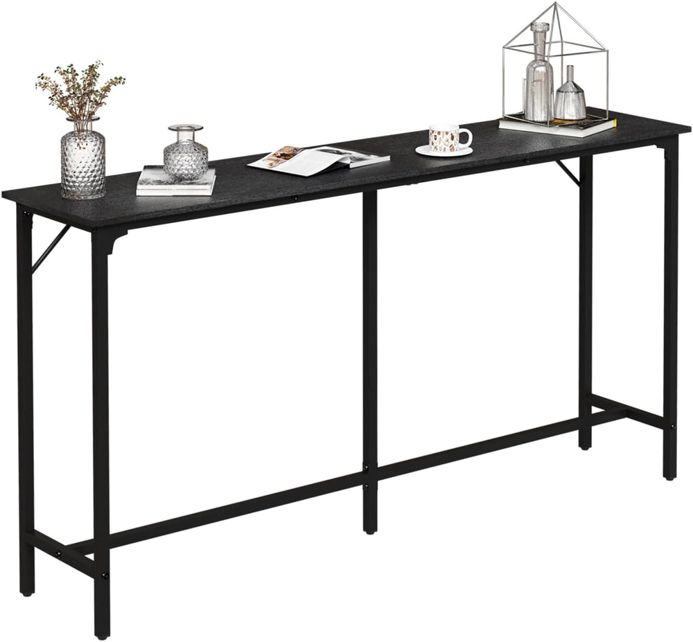 VINGLI 71 Inch Bar Table, Rectangular Counter Height Home Pub Table, Black