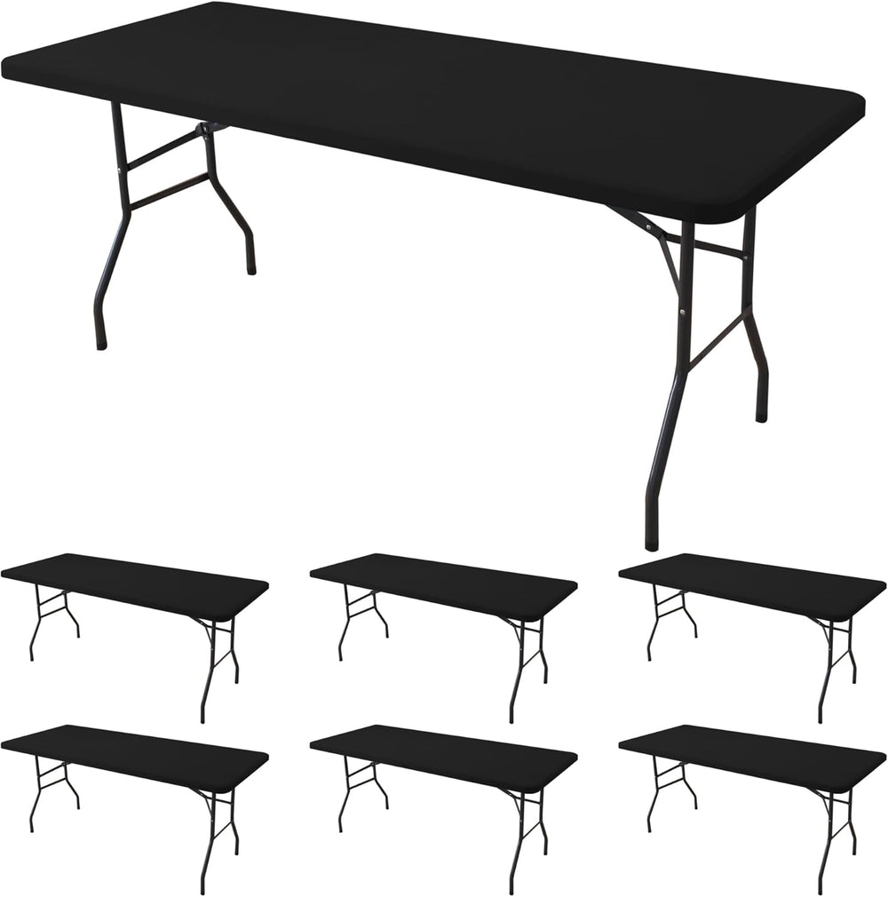Fitted Tablecloth for 6 Foot Rectangle Tables-Black Picnic Table Covers