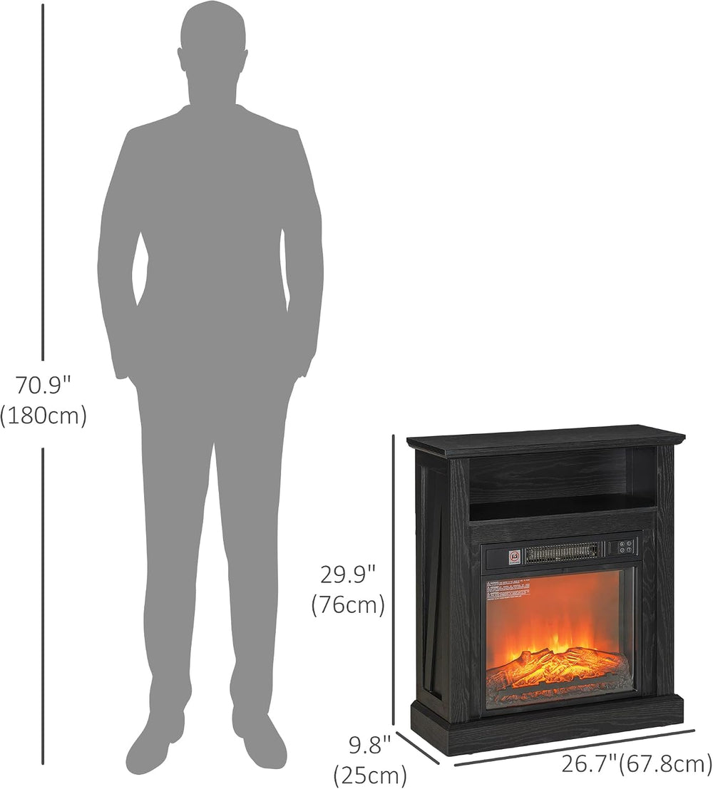HOMCOM 27" Freestanding Electric Fireplace with Mantel Surround Black