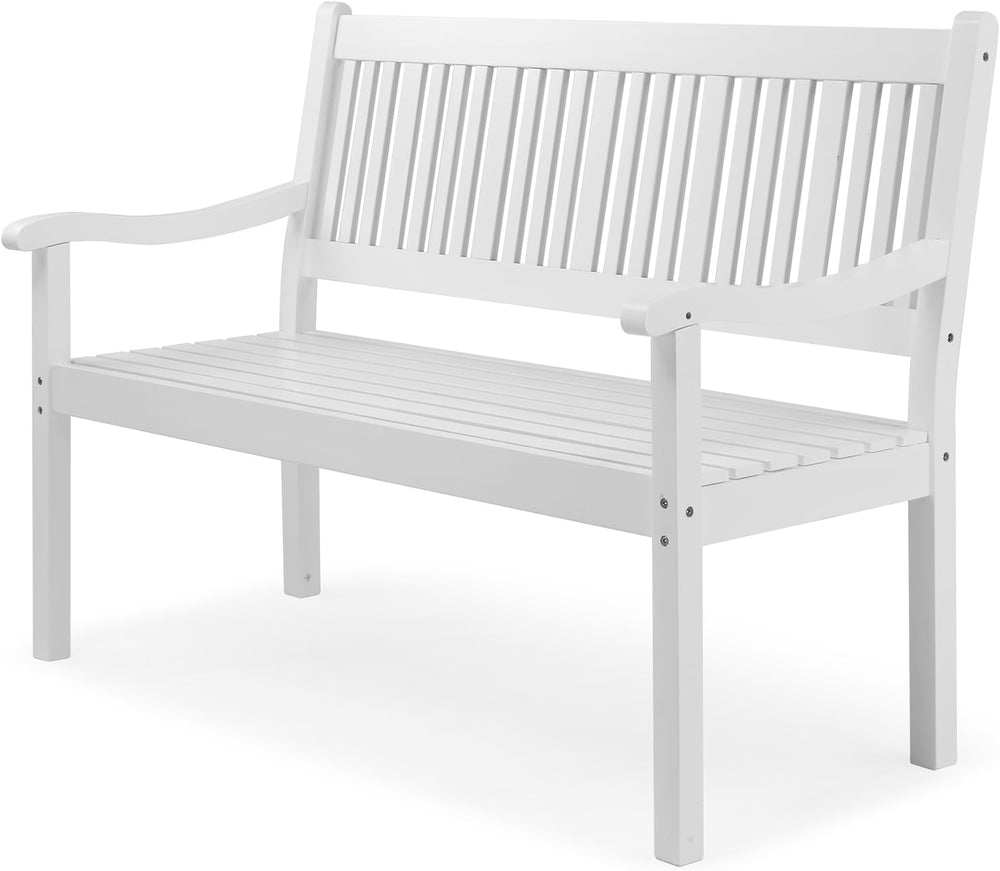 VINGLI 50" Outdoor Wood Bench, Weatehr Resistant Wooden Garden Patio Ben...