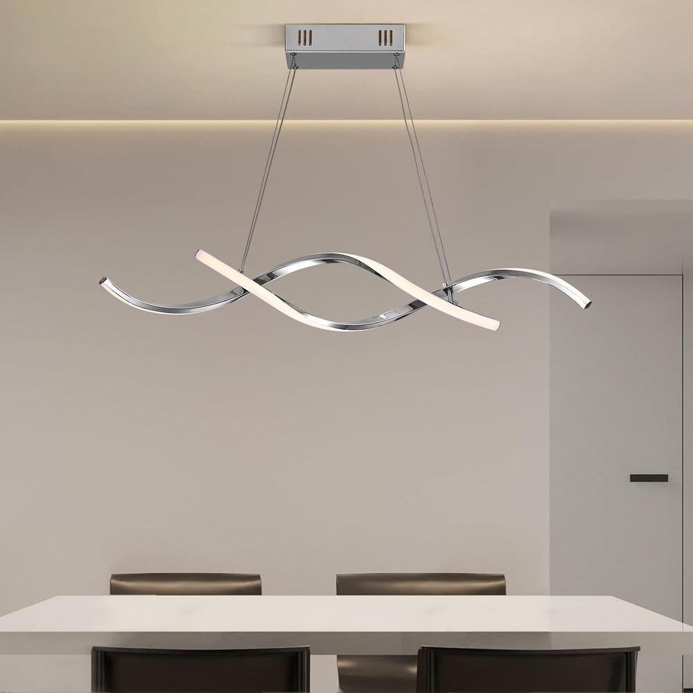 NOXARTE Modern LED Chandelier Dimmable Hanging Ceiling Light, Silver Pendant ...
