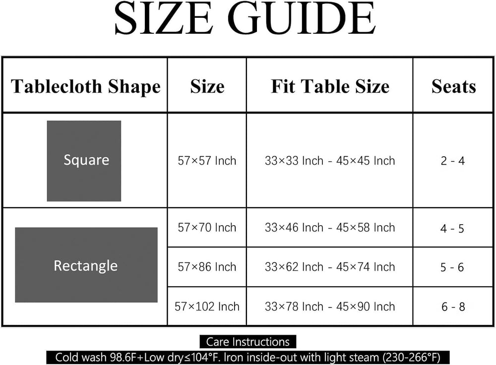 Black Jacquard Floral Tablecloth Rectangle 57”x70”, Waterproof & Wrinkle ...