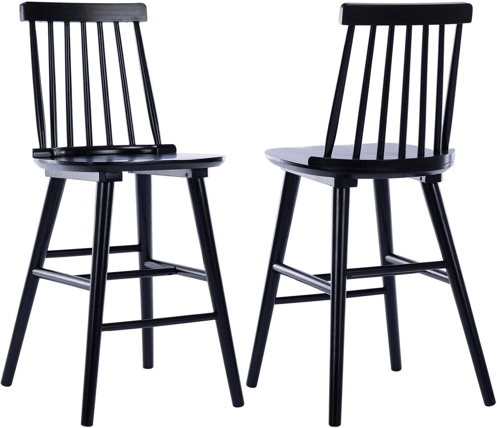 DUHOME Wood Bar Stools Set of 2, Farmhouse Counter Stools 24’’ Barstool with ...