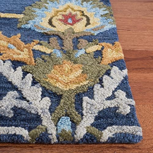 SAFAVIEH Blossom Collection 12' x 15' Navy/Multi BLM402A Handmade Pre...