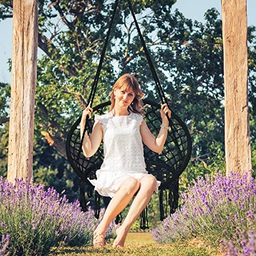 Garpans Hanging Swing Chair Bohemian Style Macrame Swing Chair with Tassels, ...